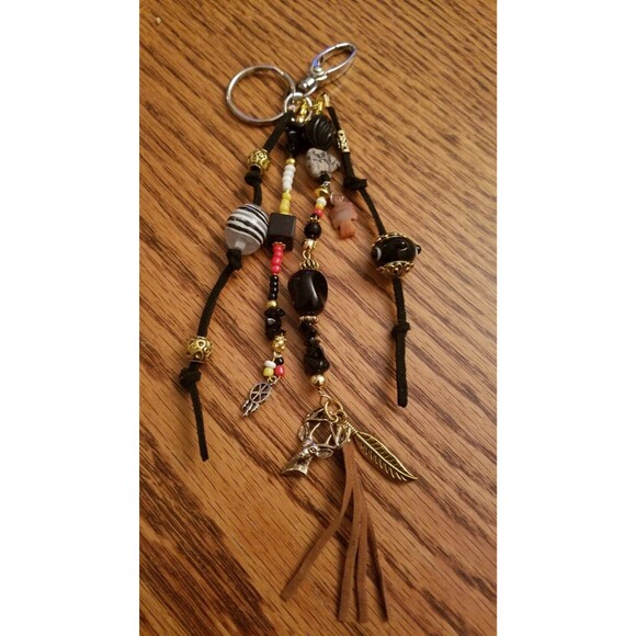 Elk Key Ring Medicine Wheel Totem - Key Ring/Fob for Purse, Drum or Car Bookmark - Picture 2 of 6